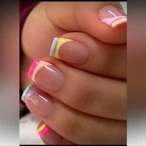 Colorful Double French Nails NWT